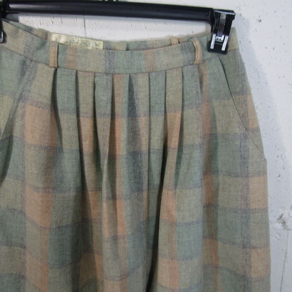 Vintage Compliments Edinburgh Woollen Mill Plaid Pleated Wool Skirt Size 14 28"W - Picture 3 of 9